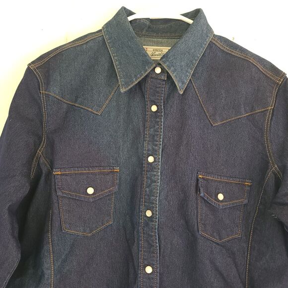 NEW Levi Strauss Signature Denim Western Pearl Snap Shirt Button Up Womens Sz XL - Picture 2 of 10